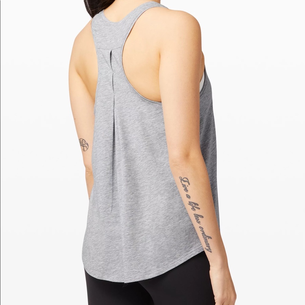 Lululemon Love Tank Pleated Light Grey Racerback Tank Top Size 2